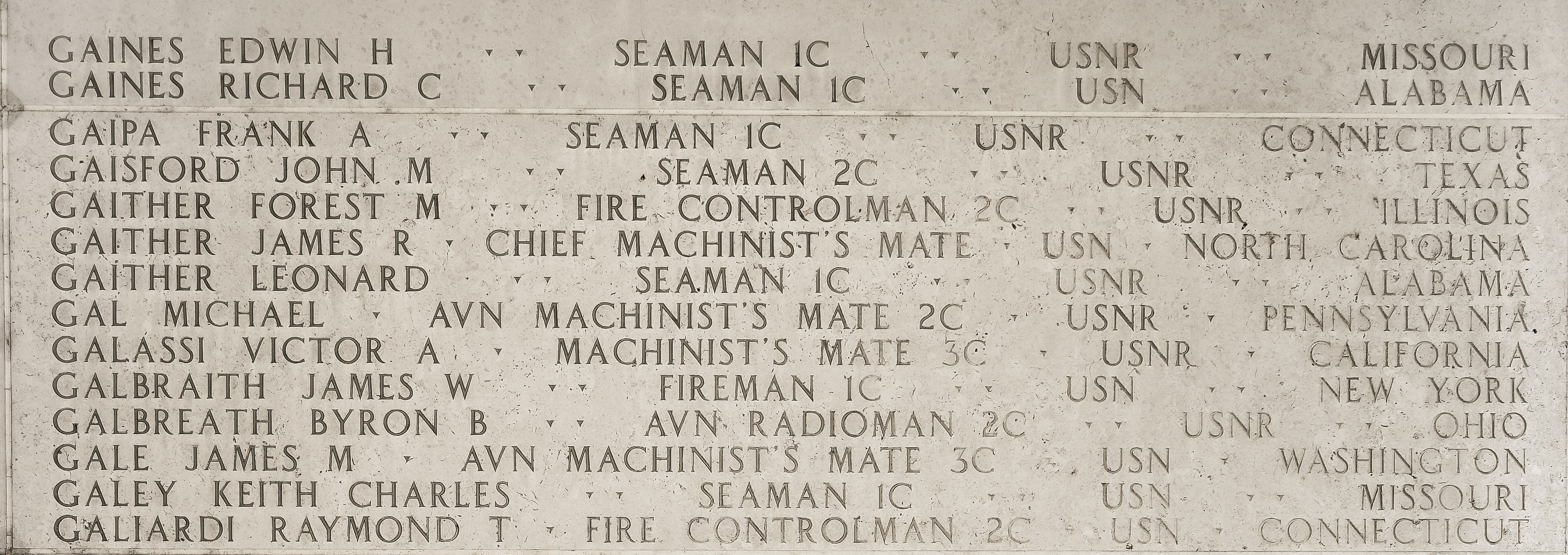 Raymond T. Galiardi, Fire Controlman Second Class